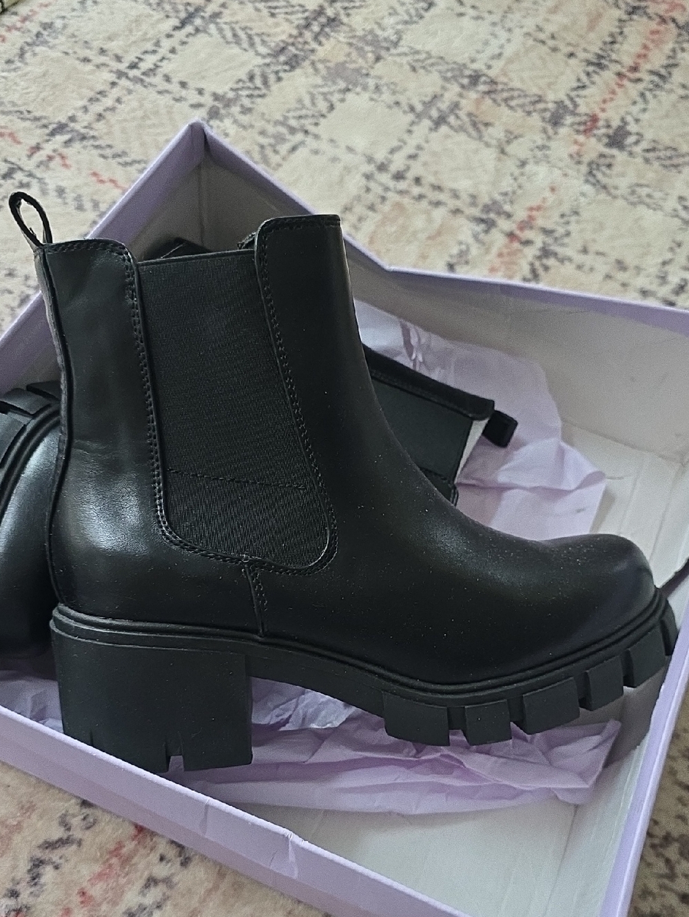 Madden Girl Black Chunky Chelsea Lug Ankle Boot